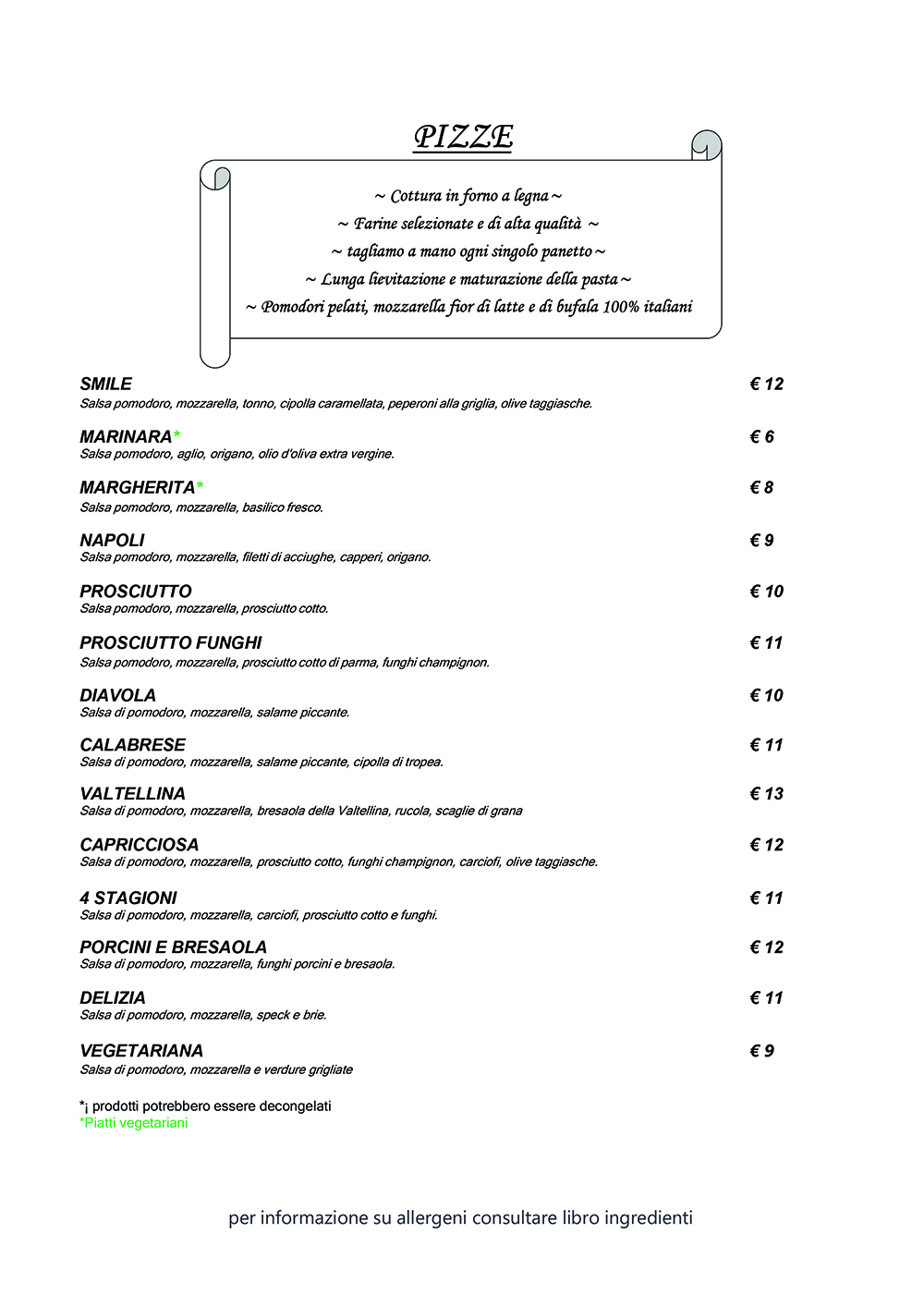 Menu Ristorante Pizzeria Smile