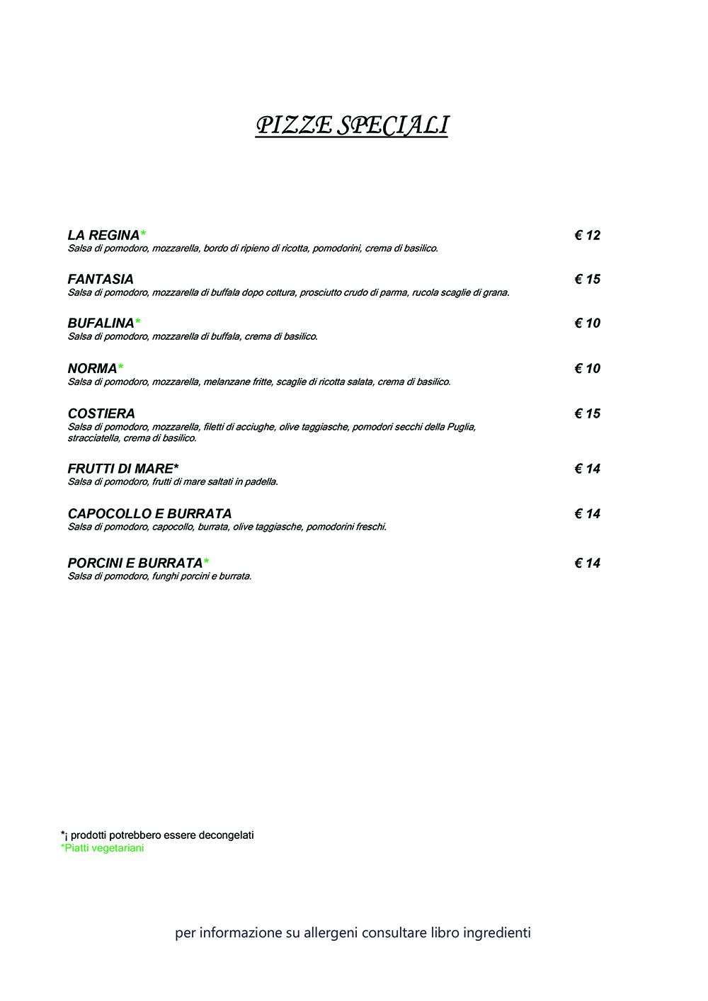 Menu Ristorante Pizzeria Smile