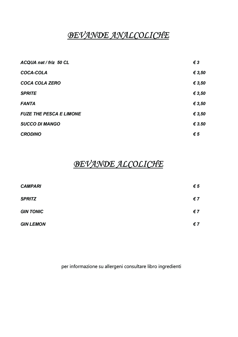 Menu Ristorante Pizzeria Smile