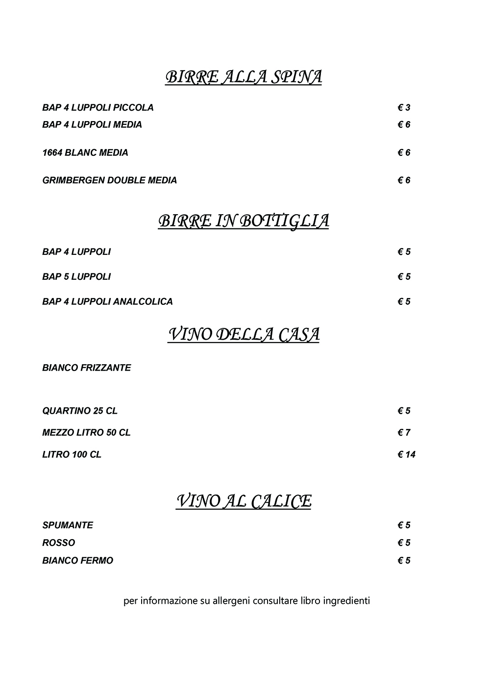 Menu Ristorante Pizzeria Smile